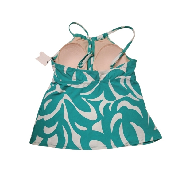 NWT Green and White Women's Swim Top. - Picture 2 of 2